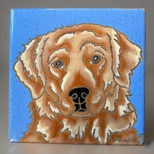 Golden Retriever Ceramic Painted Tile by Pumpkin Inc 6 X 6 Dog Art Hanging